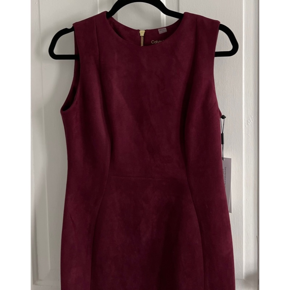 Sleeveless Suede Sheath Dress - Picture 4 of 7